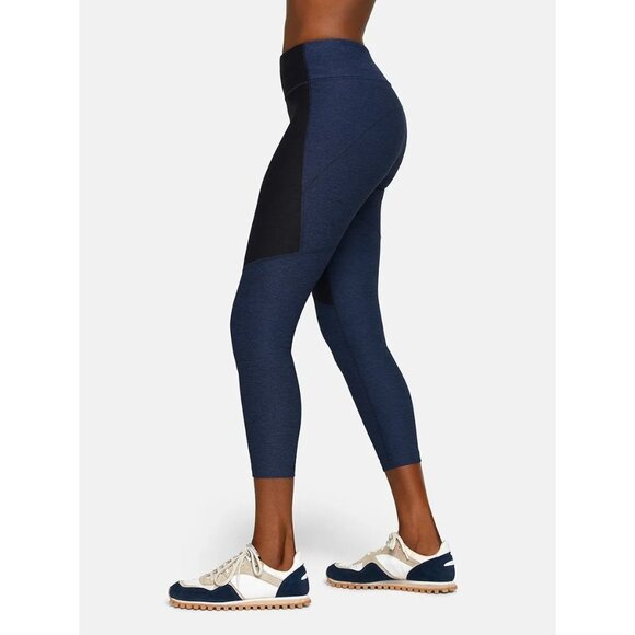 OUTDOOR VOICES Warm-Up Two Tone Blue Black High Rise 3/4 Leggings, Size XS - Picture 2 of 12